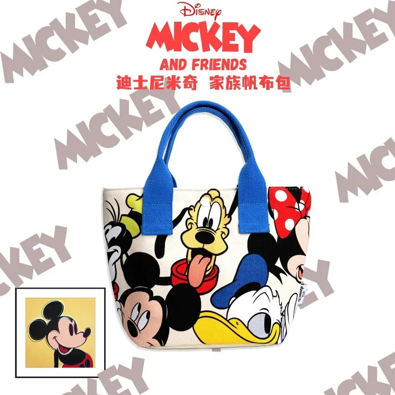 

Disney Mickey Mouse Donald Duck Handbag Canvas Bag Portable Women Children's School Lunch Box Tote Food Small Cooler Bag Pouch