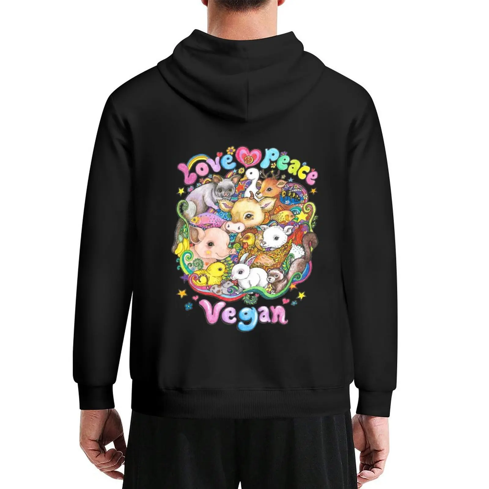 

Love, Peace, Vegan Hoodie blouse aesthetic clothing autumn men's winter sweater new hoodies and sweatshirts