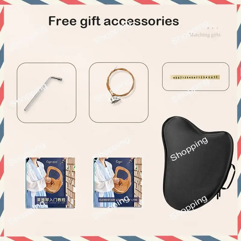 

A44M Lyre Harp High Quality Lyre Harp Solid Wood Mahogany Lyre Harp Instrument With Case Box Spare Strings