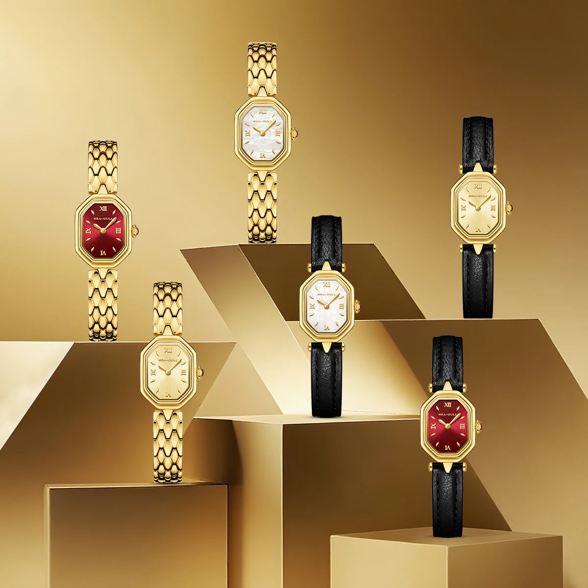 Seagull Luxury Fashion Women Watches Ladies Mother of Pearl Top Brand Quartz Watch Bracelet Strap Wristwatch Female Watch E1002L