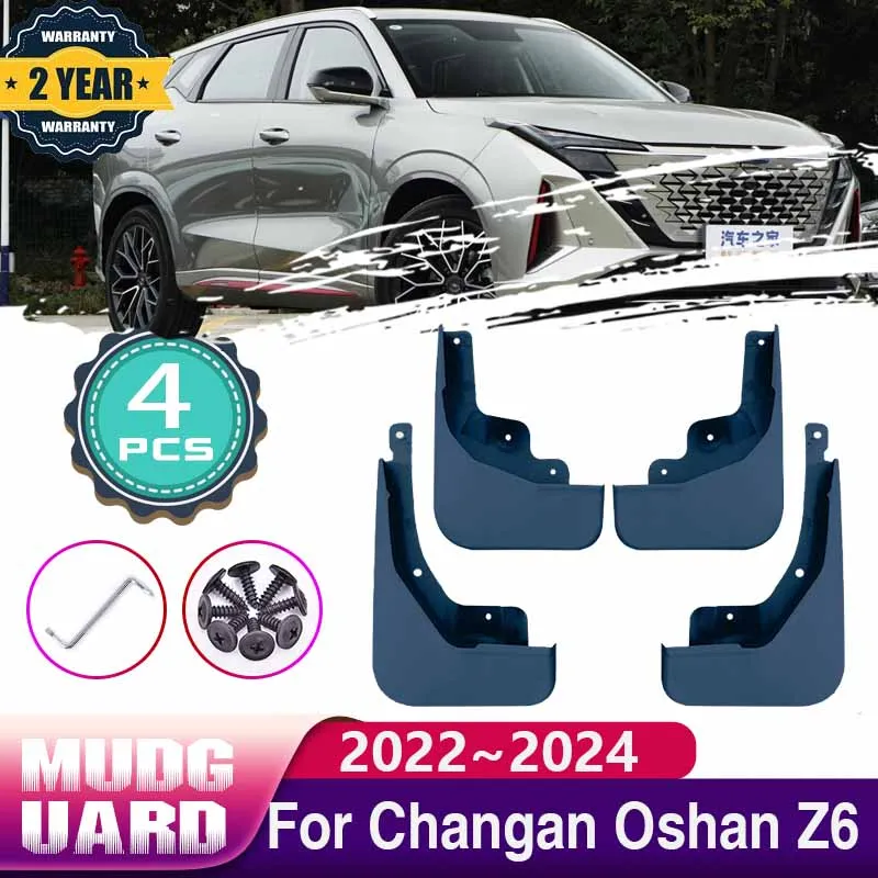 4x MudFlaps for Changan Oshan Z6 2022 2023 2024 Mudguards Guard Rear Wheel Fender Baking Paint Protect Mud flaps Car Accessories