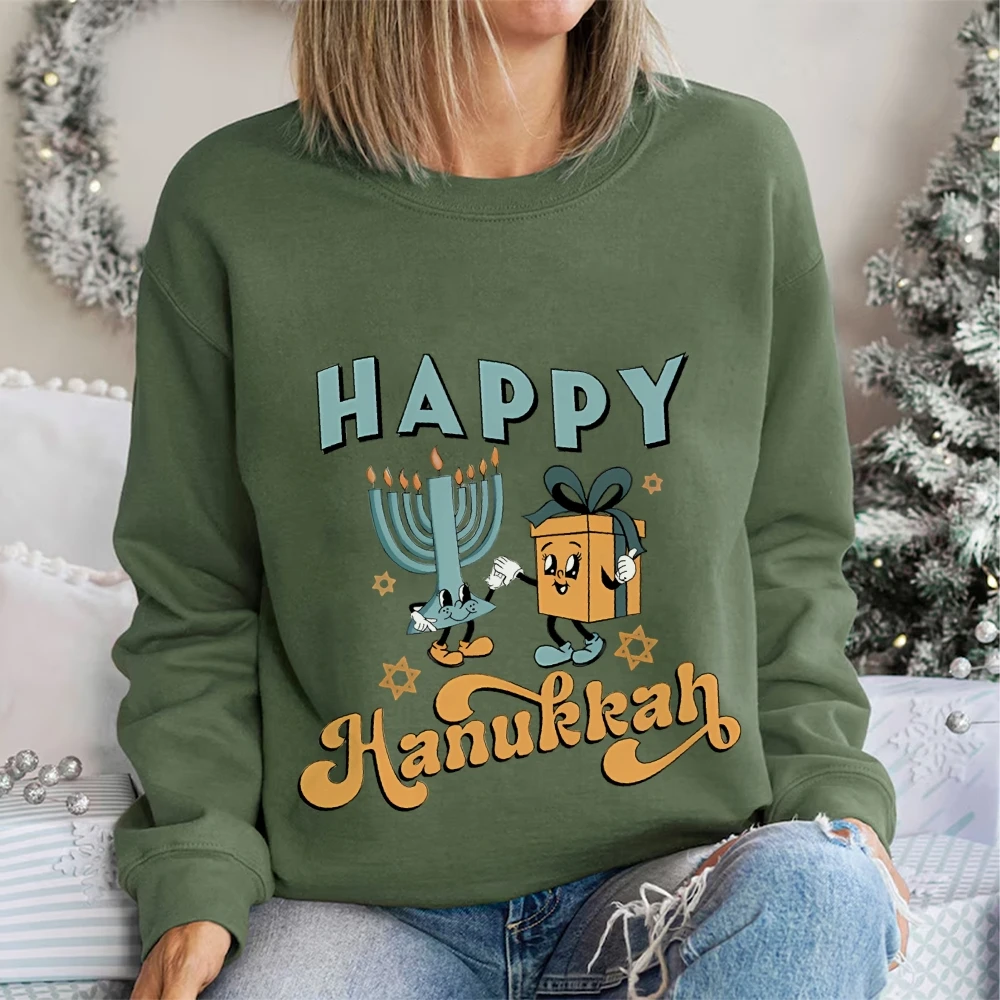 Hannukah Sweatshirt Happy Hanukkah Sweater Jewish Top Shirt Holiday Hanukkah Jumper Jewish Saying Pullover Hanukkah\' Gift Hoodie