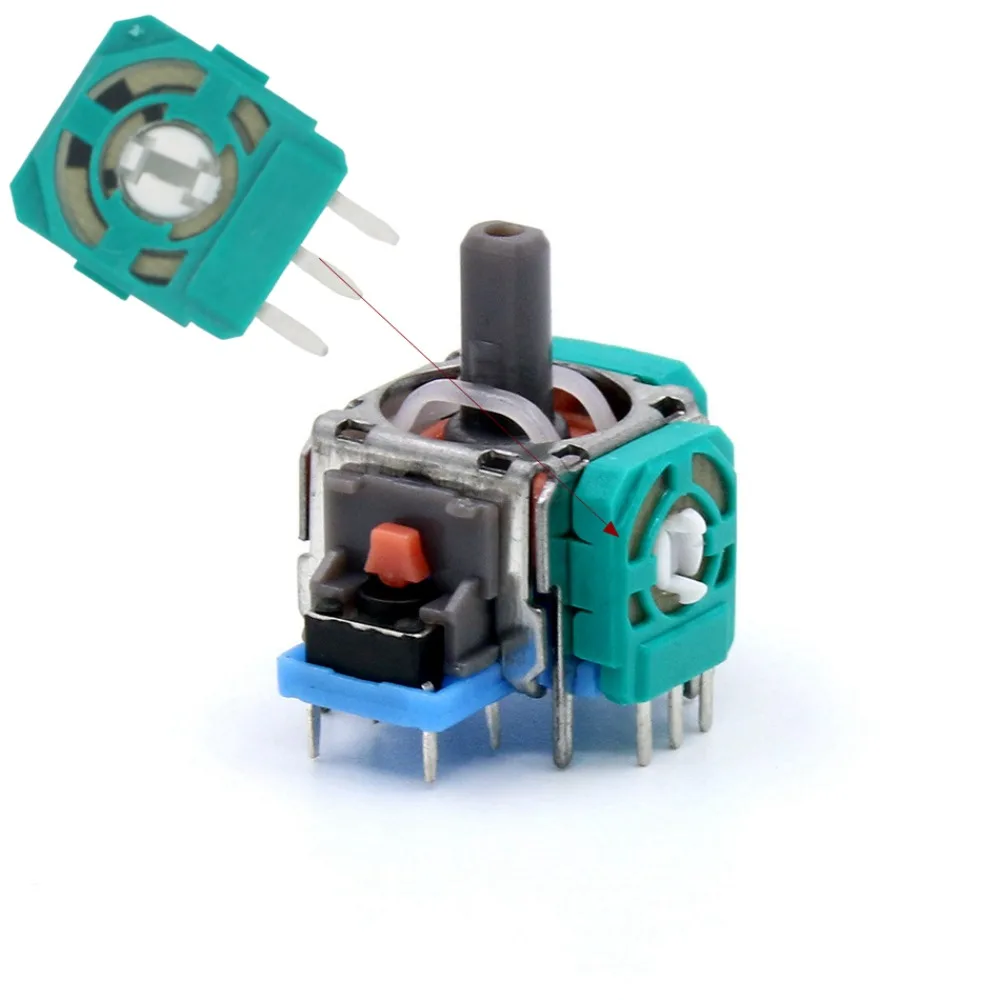 Potenciômetro de joystick portátil 2.3k, módulo de sensor verde com 3 agulhas, resistor de eixo de filme de carbono 3d para ps5, com 10 peças