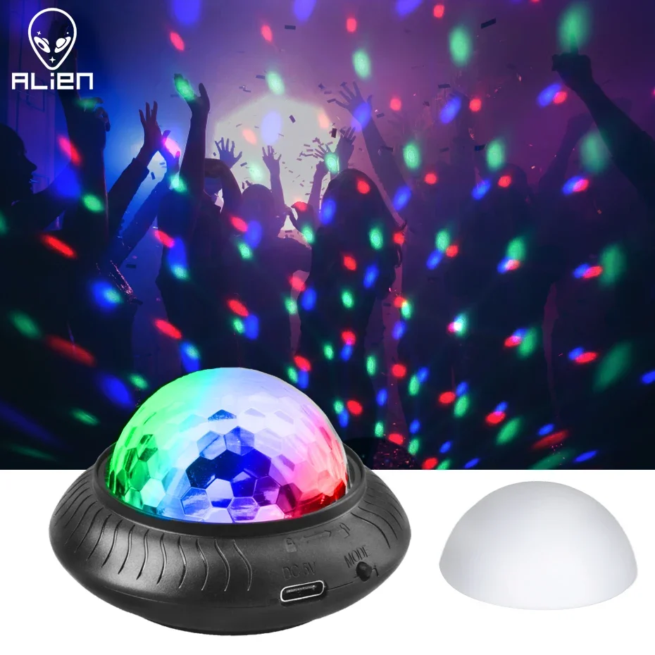 Portable Rechargeable RGB Mini Disco Ball Night Light 2IN1 Effect Sound Activated Party Wedding Holiday Car DJ Show Lamp Fiesta