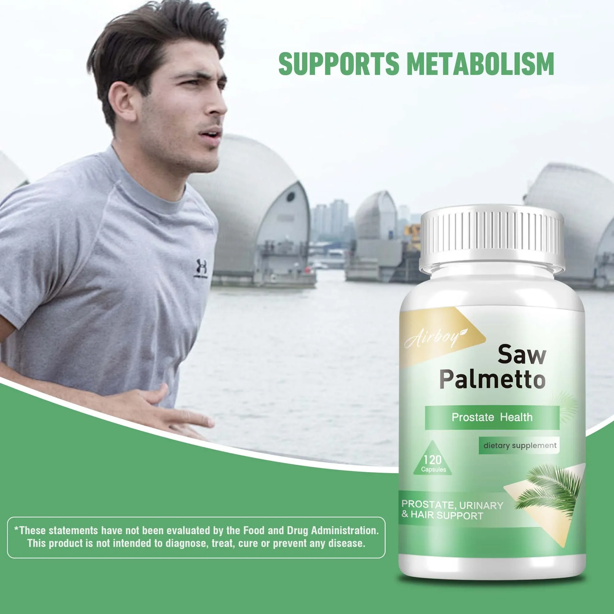 مكمل Saw Palmetto - يساعد على تقليل التبول المتكرر وصحة البروستاتا وصحة المسالك البولية ونمو الشعر - 120 كبسولة