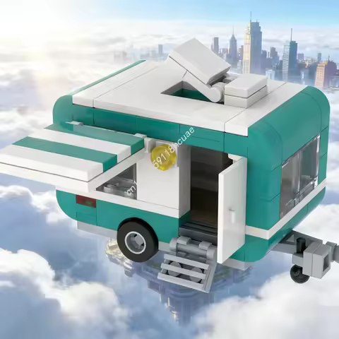 128pcs MOC Creator Retro Caravan Model Building Blocks Architecture Christmas Gift DIY Creative Idea Toys Education Brick