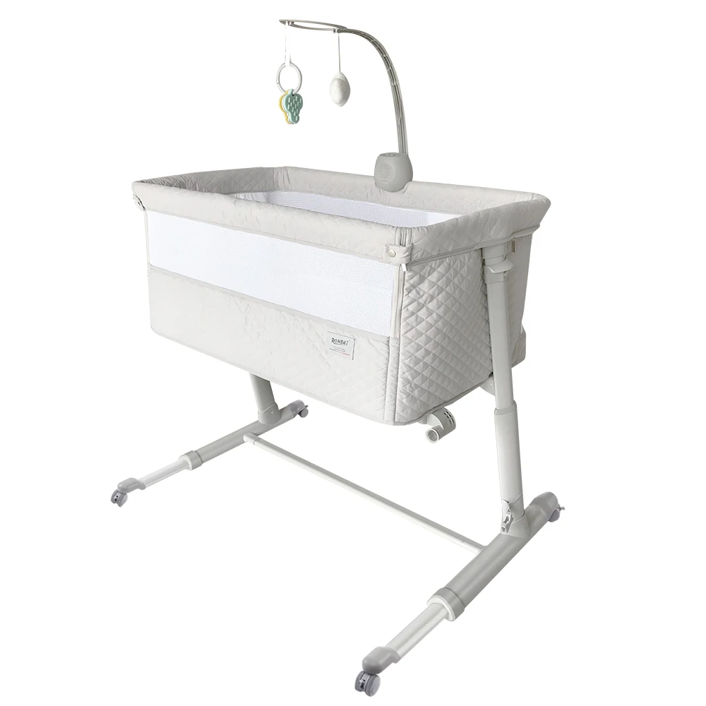 New Born Adjustable Baby Bassinet Playpen Easy Folding Portable Crib Bedside Sleeper with Music Box