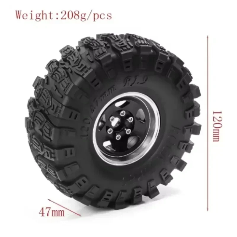 Juego de neumáticos de goma para llanta de rueda Beadlock de Metal, 4 Uds., 120mm, 1,9 ", para coche trepador de control remoto 1/10 Trxs TRX4 RC4WD D90 D110 Axial SCX10 MST