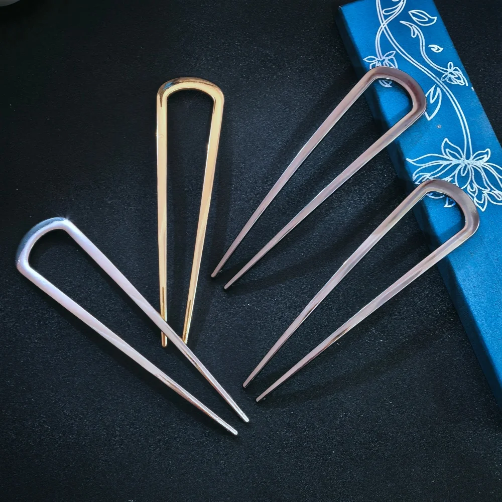 Pasador de Pelo Metálico Grueso en Forma de U, Palillo de Pelo Metálico, Pinza de Pelo Francesa de Moda, Pasadores de Pelo de Lujo para Mujer, Regalos para Peinado
