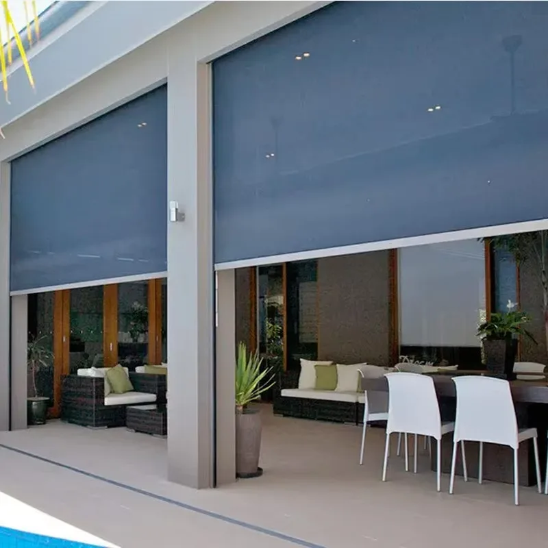 【2026】Good Quality Outdoor Roller Blinds Aluminum Pergola Zip Screen Waterproof Patio Cover Motorized Zip Track Outdoor Blinds