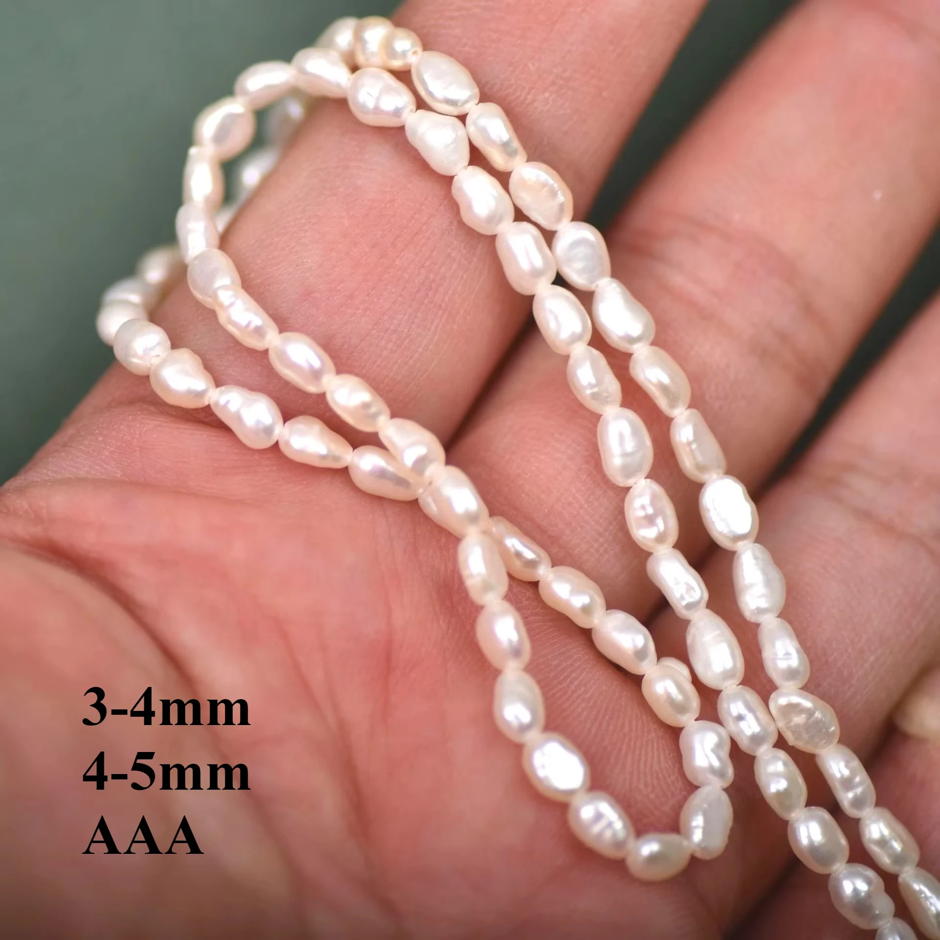 

3-4mm AAA Flawless Natural Freshwater White Irregular Rice Pearl Bead Women Gift Jewelry Make DIY Necklace Bracelet Accessories