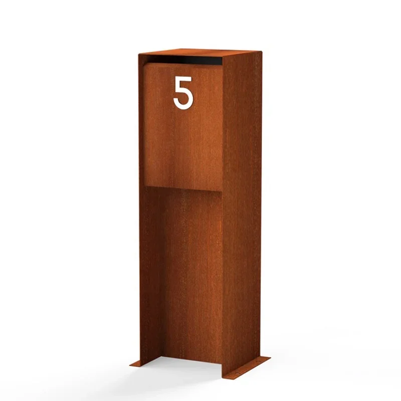 High Quality Corten Steel Freestanding Letterbox Mailbox For Postal Service