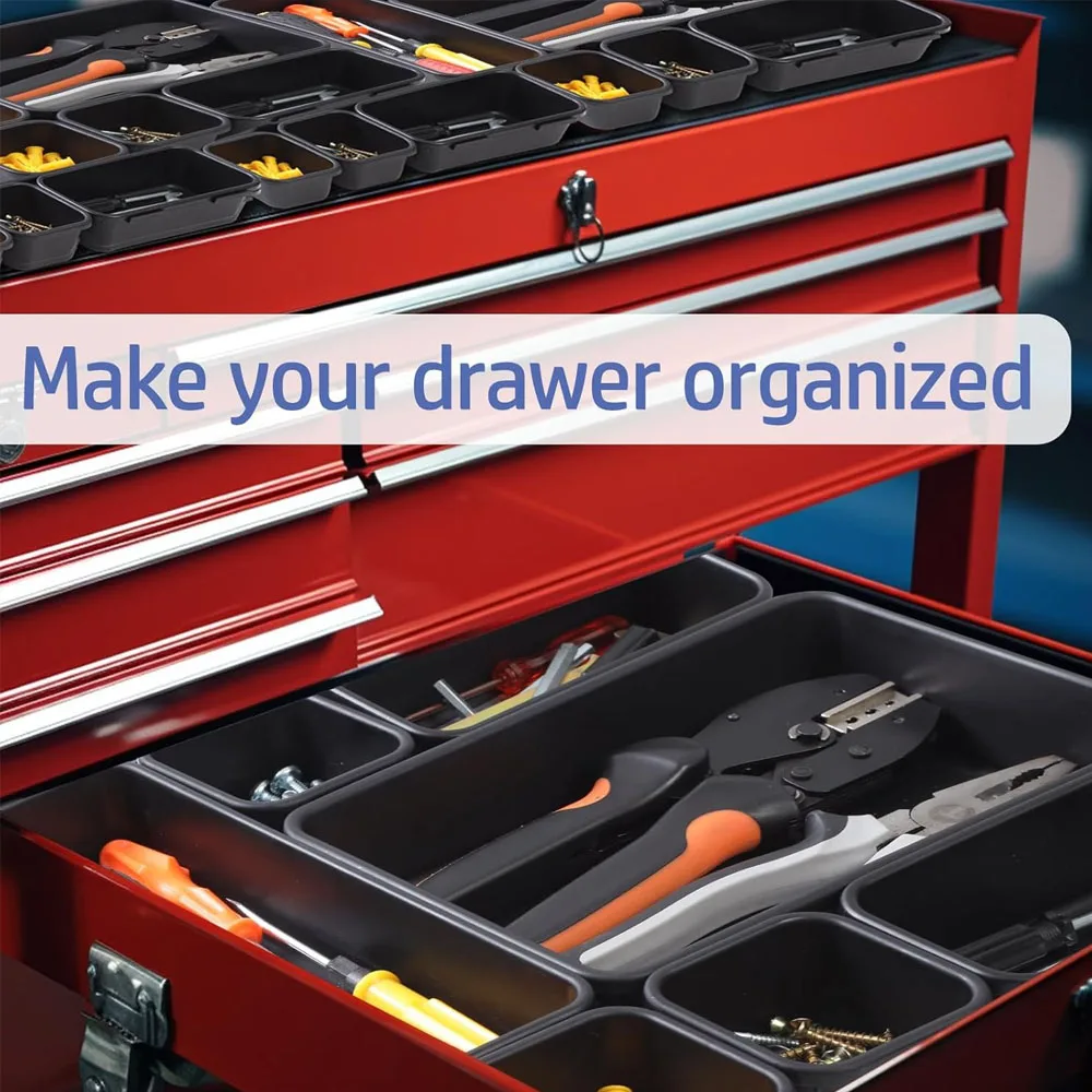 Imagem -03 - Interlocking Shallow Tool Organizer Desk Drawer Organizadores Divisores de Bandeja Toolbox Storage Bins Container Tamanhos 61 45 34 24 Pcs