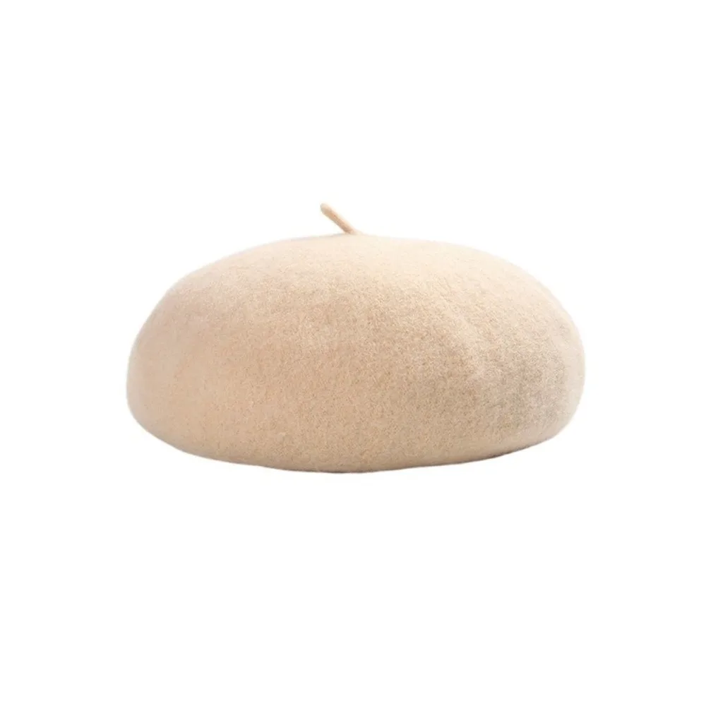 

Comfortable Cloud Women Wool Berets Plush Keep Warm Painter Caps Solid Color Korean Style British Beanie Hat Winter