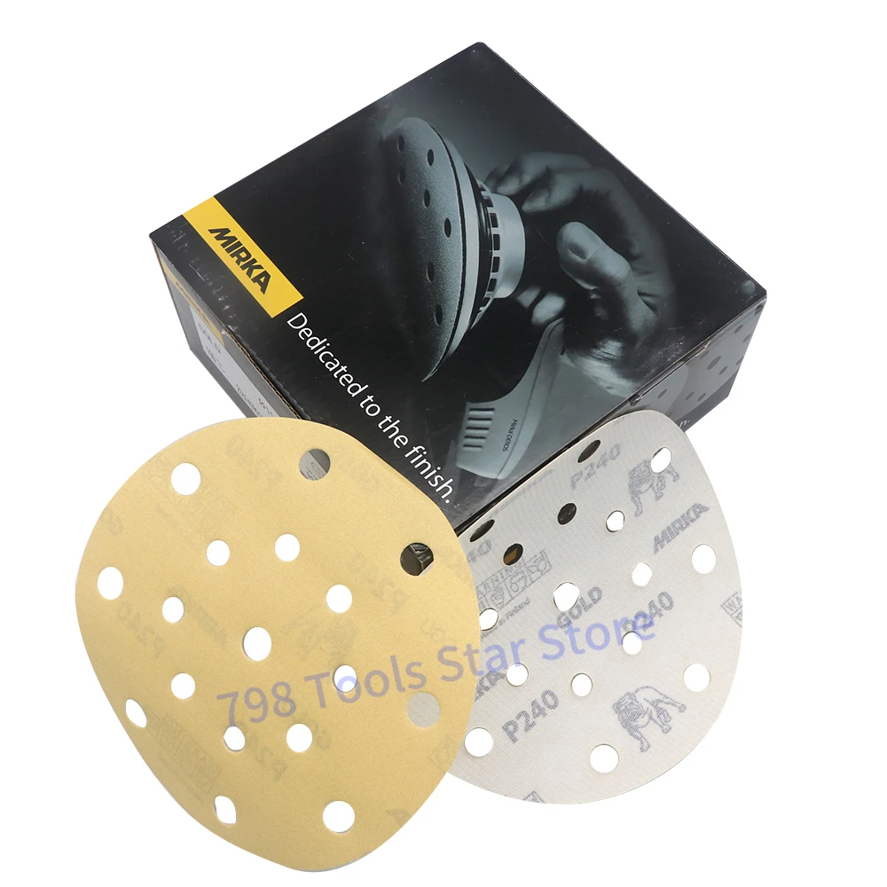 50PCS 6 Inch 17 Hole Gold Abrasive Discs,6