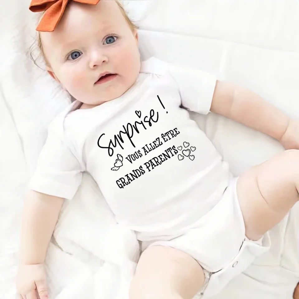 Surprise Grandparents Baby Announcement Bodysuit Cotton Infant Newborn Romper Pregnancy Reveal Clothes New Grandparents Gifts