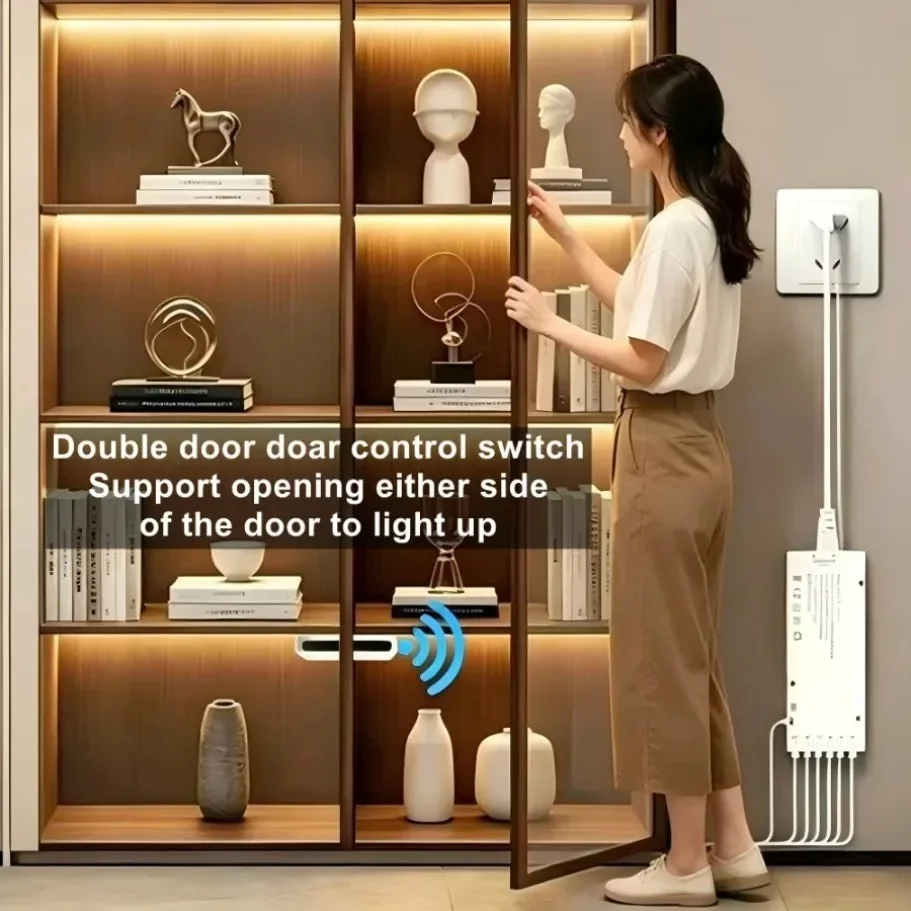 30/40/50cm 1-6Pcs LED Strip Light Dual-door Sensor Cabinet LED Lighting System Door Open Activated Lamp for Cabinet Closet