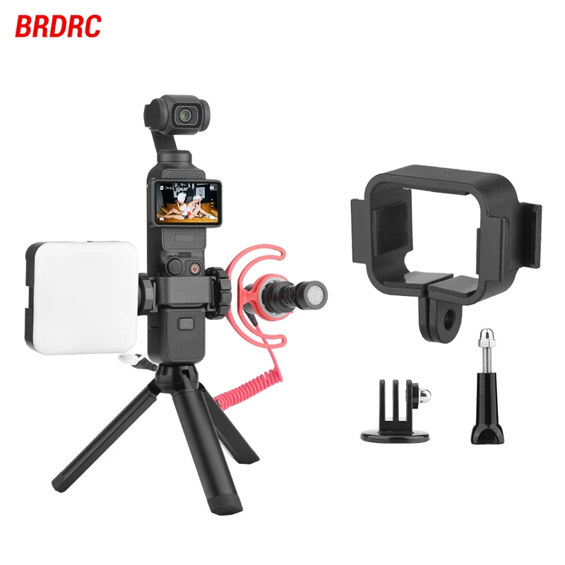 BRDRC Extension Frame Adapter for DJI Pocket 3, Bike Holder/Backpack Clip/Selfie Stick Expansion Mount Bracket Camera Accessory