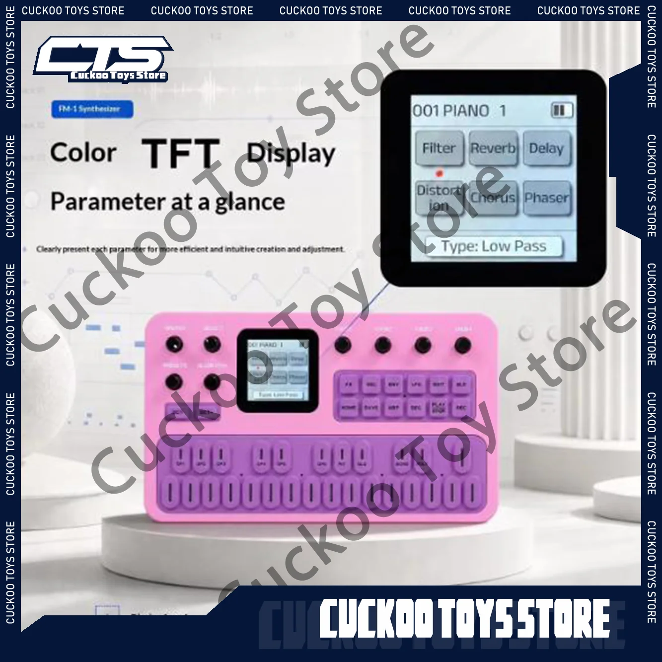 M-Vave Fm-1 Effect Pedal Portable Fm1 Bluetooth Synthesizer 12h Battery 6-Operator Speaker Midi 32-Algorithm 128 Preset Built-In