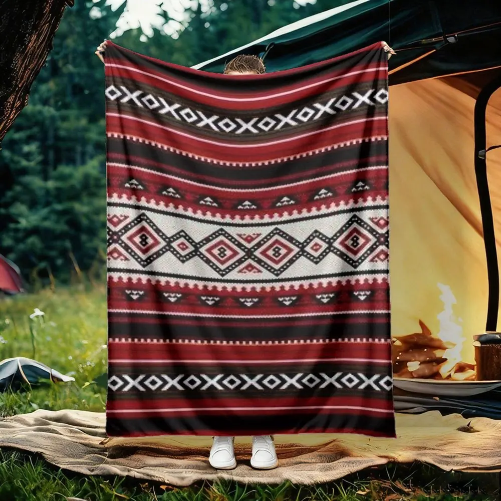 Giant Tribal Geometric Blanket Throw for Camping Outdoor Picnic Decoration Use Large Size 150x200cm Cozy Aztec Cover