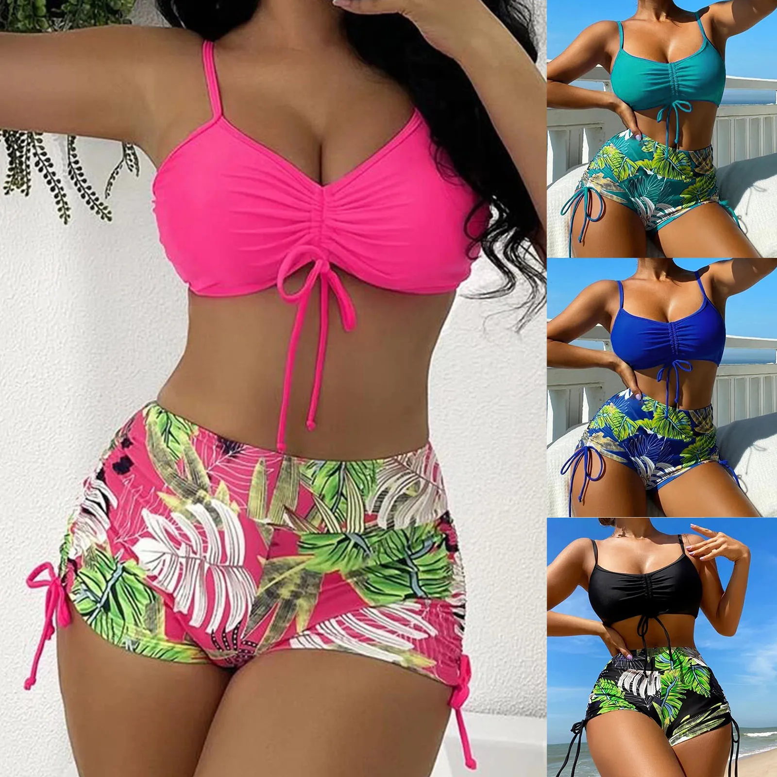 

Sexy Bikini Sets 2024 Summer New Swimsuit Two Piece Outfits Women's Swimwear Tankinis Set Push Up Bathing Suits Beach Wear