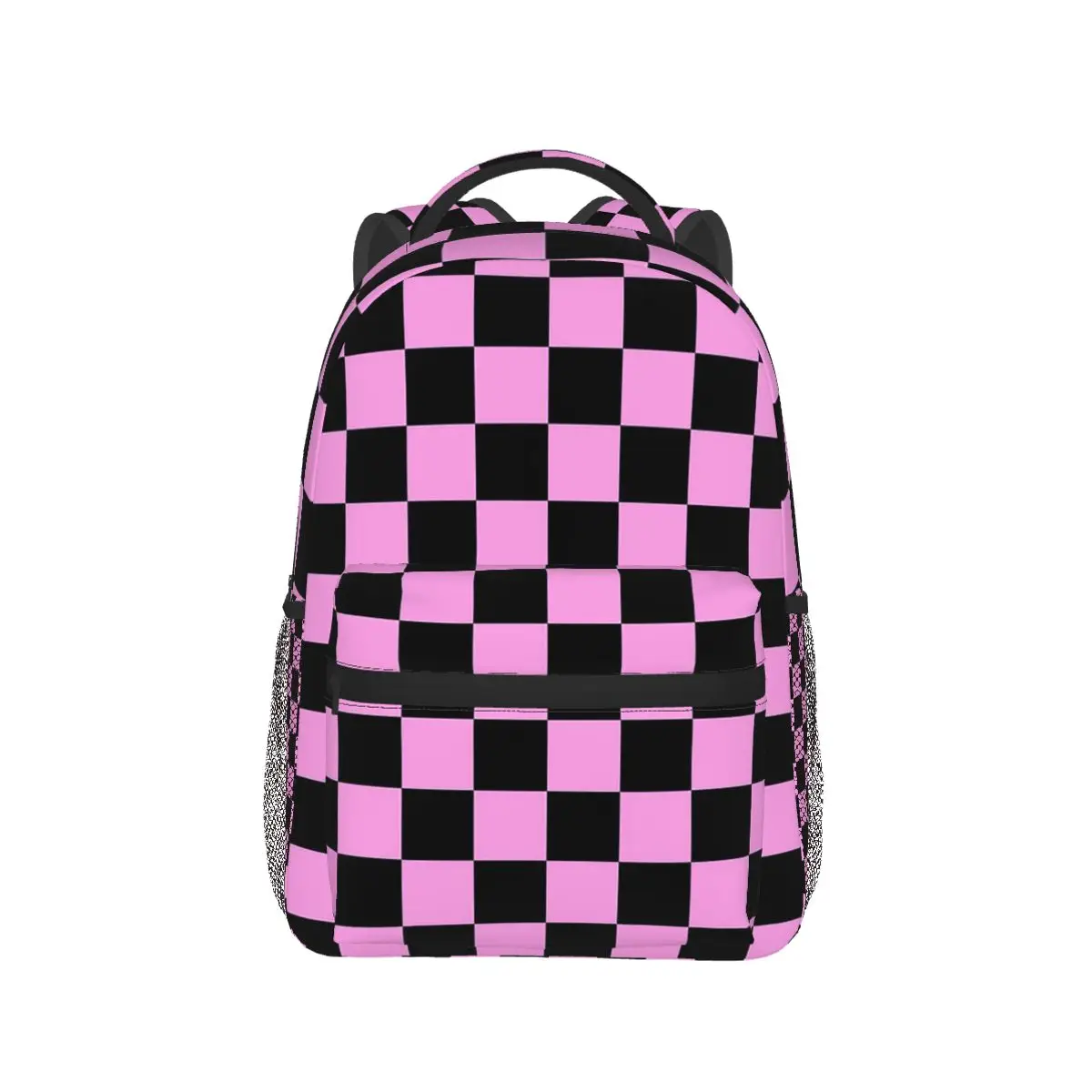 

Black And Pink Checkered Backpack Hot Sale Daypack Large Capacity Boys Girls BookBag School Bag Shoulder Bags for Men Women