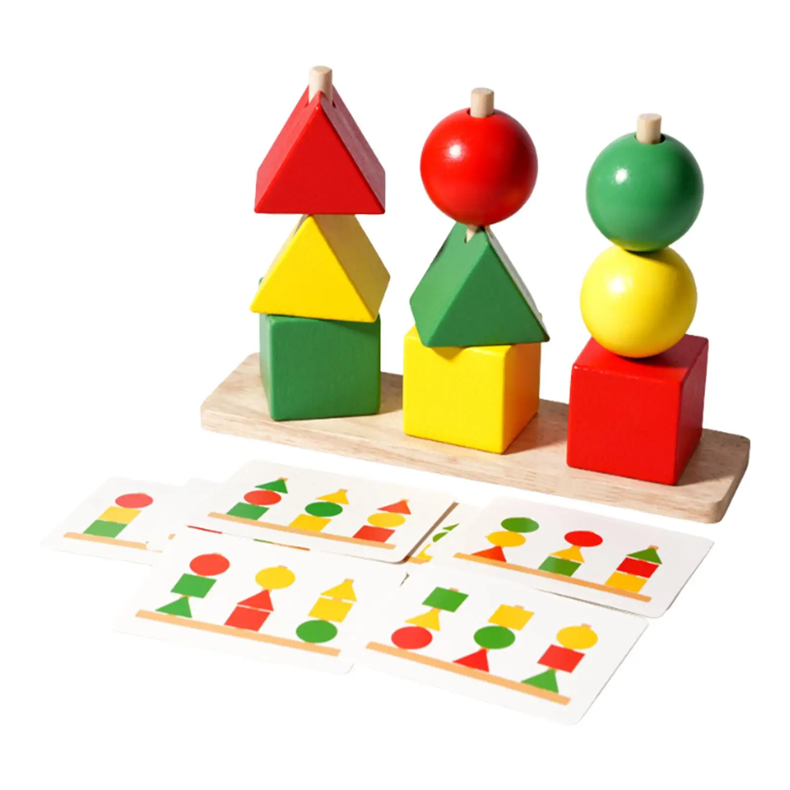 Wooden Shape Sorter Counting Beads Sequencing Toy for Kids Children Home