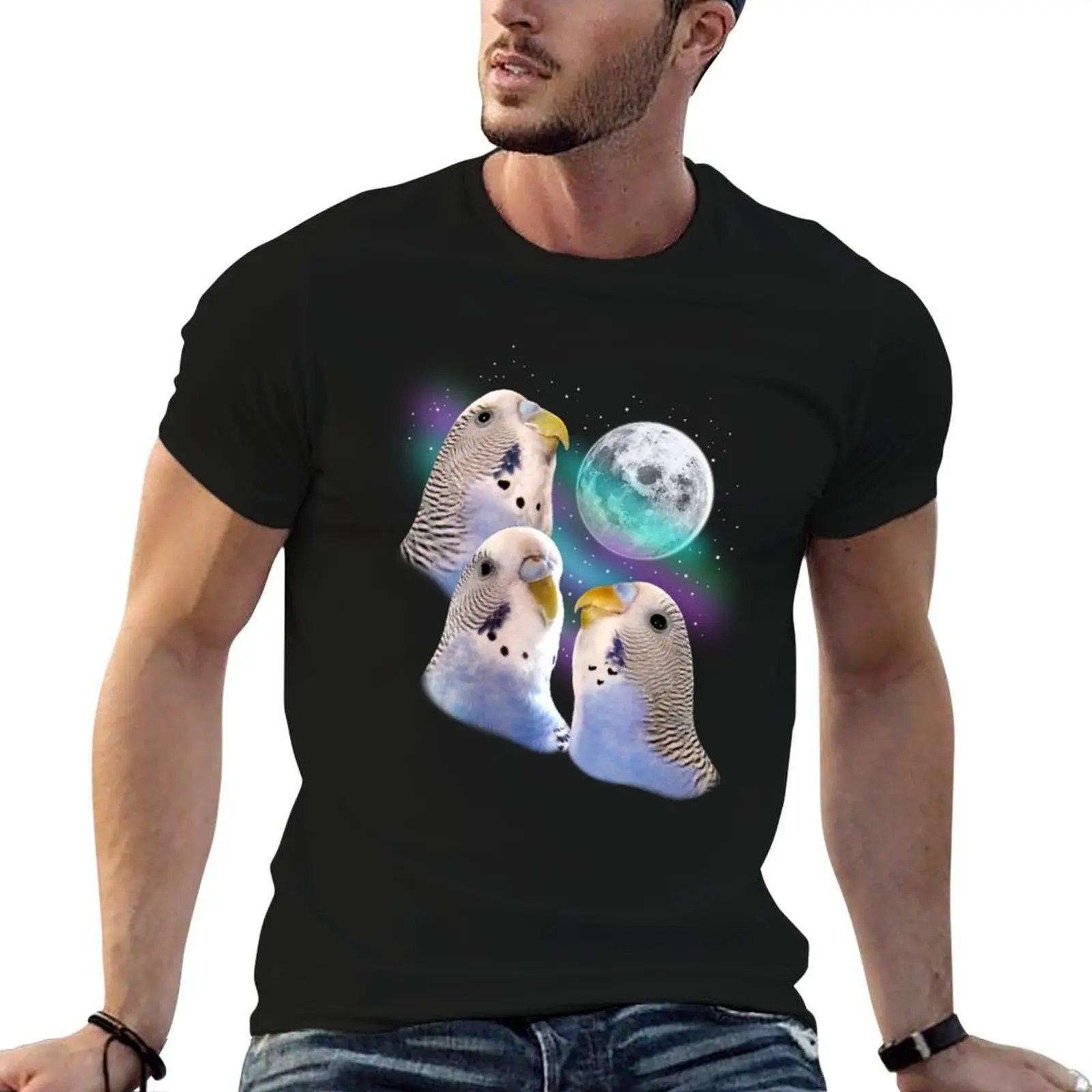 Three Keet Moon T-Shirt vintage anime shirt topping mens t shirts casual stylish