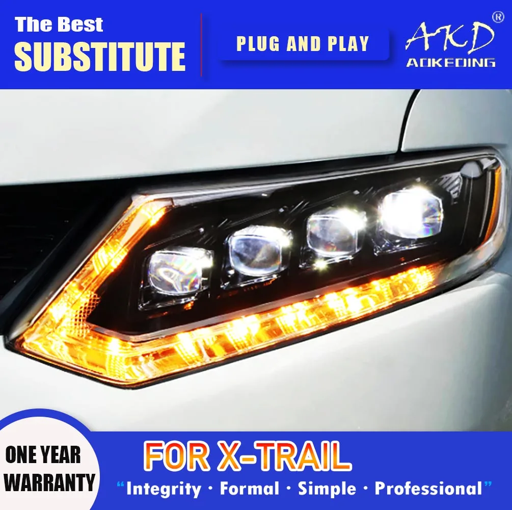 

AKD Head Lamp for Nissan X-trail LED Headlight 2014-2016 Headlights X-trail DRL Turn Signal High Beam Angel Eye Projector Lens