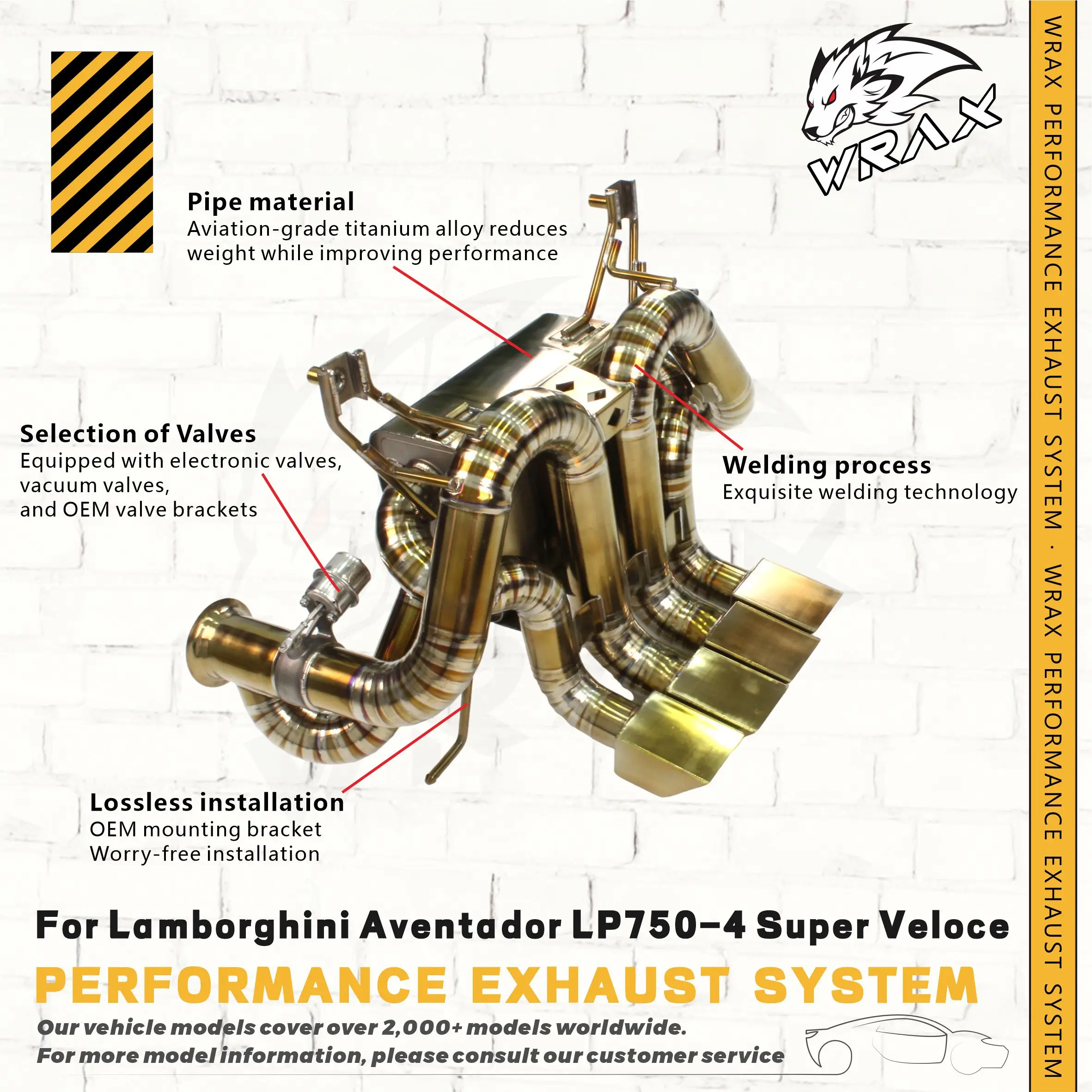 

WRAX Roasted Gold Titanium alloy Catback Exhaust for Lamborghini Aventador LP750-4 Super Veloce Supercar Aggressive Sound