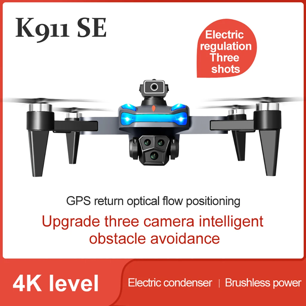 

K911SE GPS RC Drone 4K Three HD Camera FPV 1200M Aerial Obstacle Avoidance Photography Brushless Motor Foldable Quadcopter Toy