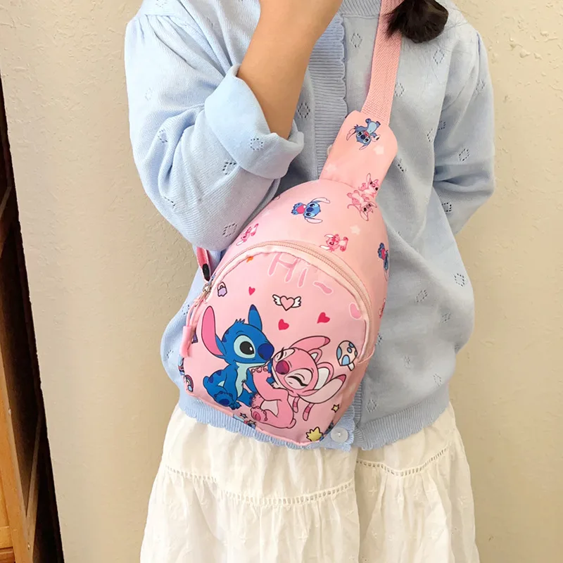 Kids Stitch Shoulder Bags Cartoon Chest Bag for Boys Girls Travel Satchel Casual Portable Totes Kawaii Backpacks Birthday Gifts