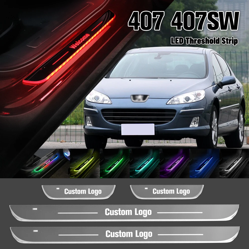 For Peugeot 407 SW 2004-2010 Car Door Sill Light Customized Logo LED 2007 2008 2009 Welcome Threshold Pedal Lamp Accessories