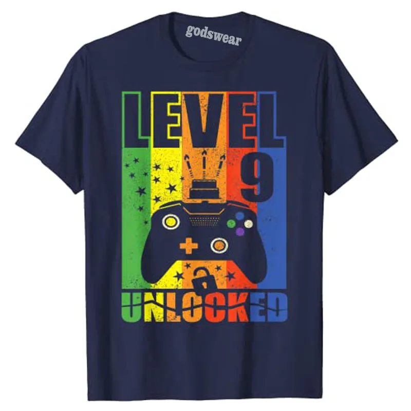 Level 9 Unlocked Birthday Level Up 9th Birthday Gamer T-Shirt Video Game Lover Tee Tops Gifts for Son Boys Clothes