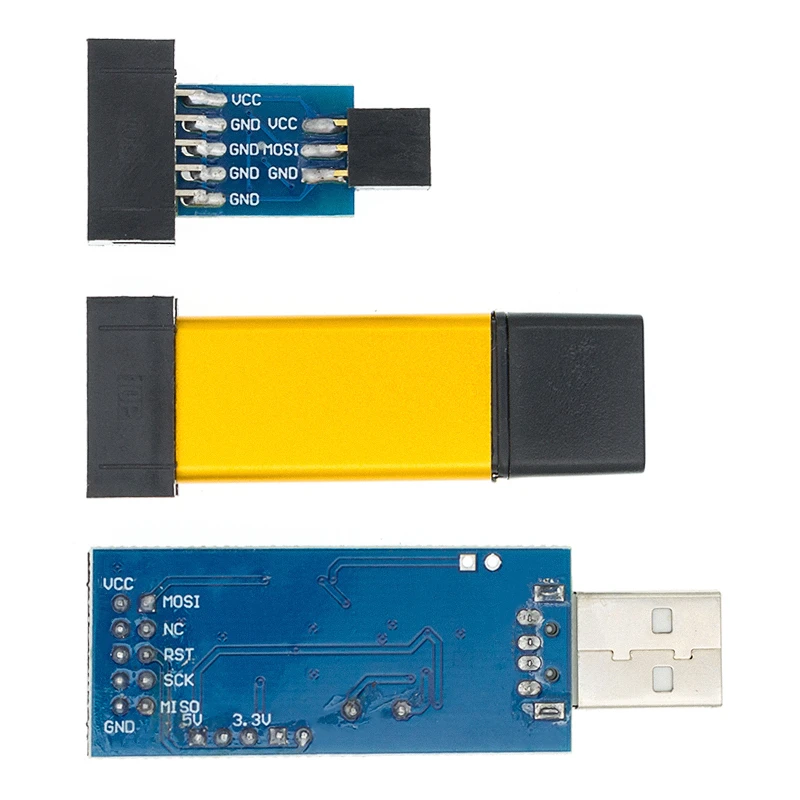 1 قطعة جديد USBASP USBISP AVR مبرمج USB ISP USB ASP ATMEGA8 ATMEGA128 دعم Win7 64K 10Pin إلى 6 دبوس لوح مهايئ