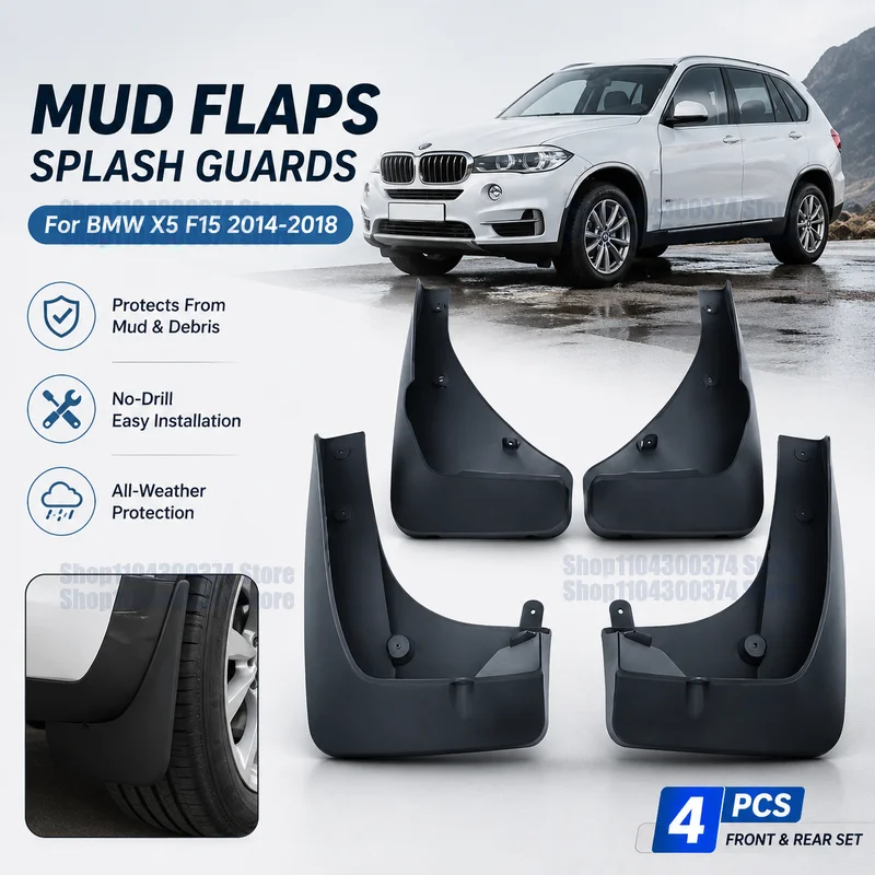 Mud Flaps for BMW X5 F15 2014-2018 Mud Guard Flap Set Dirty Splash Guard Fender Flares Front Rear Accessories