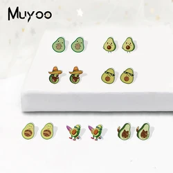 2021 New Cartoon Funny Cartoon Avocado Fruits Cartoon Handcraft Acrylic Epoxy Resin Stud Earrings