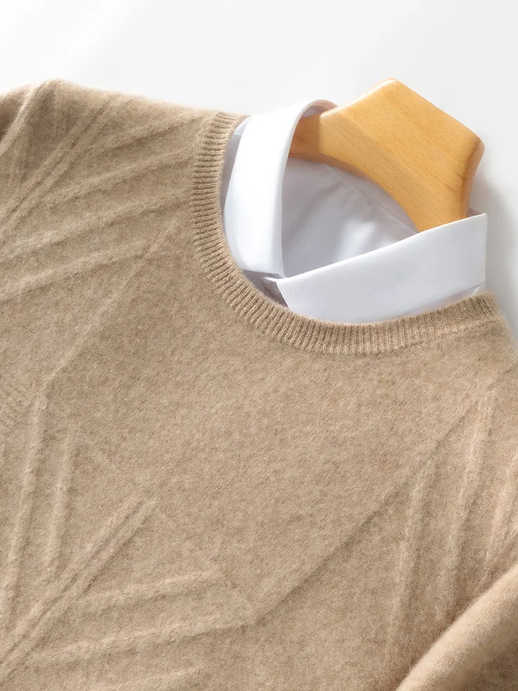 Men's O-neck Cashmere Sweater 100% Merino Wool Knitwear Pullover Long Sleeve Basic Smart Casual Soft Warm Clothes Autumn Winter