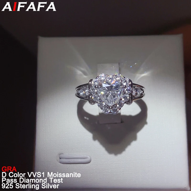 1 Carat D Color Heart Moissanite Diamond Women Rings Sparkling s925 Silver Moissanita Wedding Finger Ring Fine Jewelry GRA