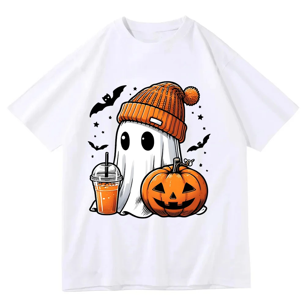 

Halloween Cute with Pumpkin & Bats Streetwear Women T-Shirts Harajuku Kawaii Clothes Short Sleeve Summer Tees Casual Female Tops