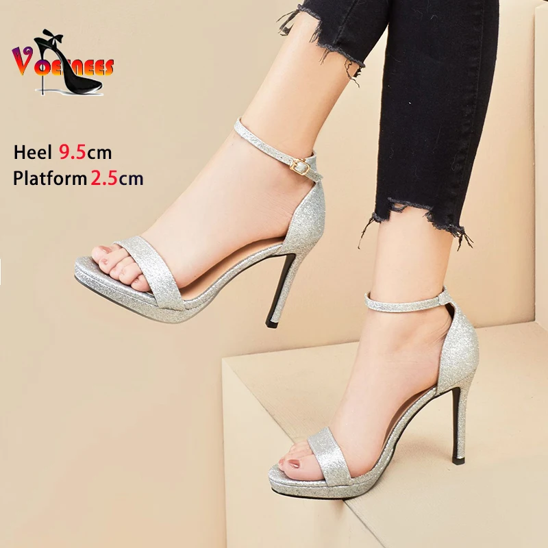 Summer Basic Outdoors High Heels 8CM 9.5CM Sexy Ankle Strap Party Sandals Classic Women Daily Office Shoes Sandalias De Mujer