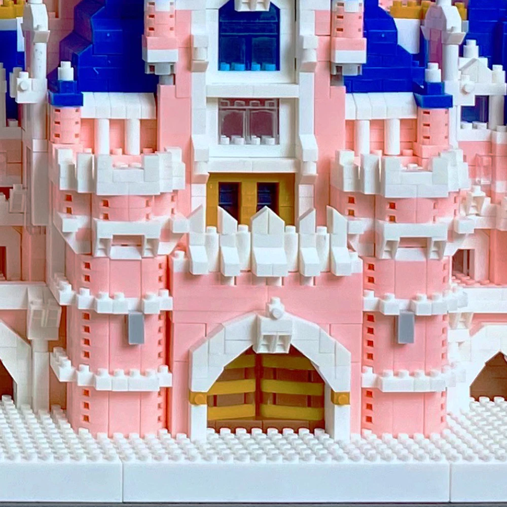 Honig Rosa Schloss Modell Kits Micro Mini Bausteine für Erwachsene Prinzessin Schlösser Geschenk Architektur Ziegel Unterhaltung Spielzeug – Detail 12