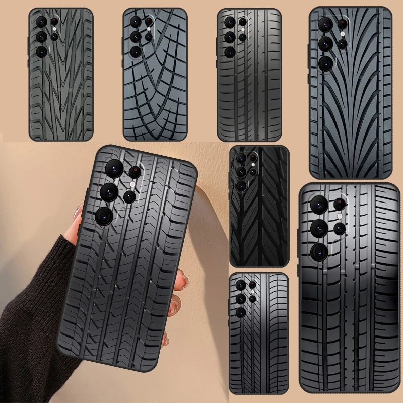 Tire Tread Tyre Track Phone Case For Samsung Galaxy S22 S21 S23 Ultra Note 20 S8 S9 S10 Note 10 Plus S20 FE Cover