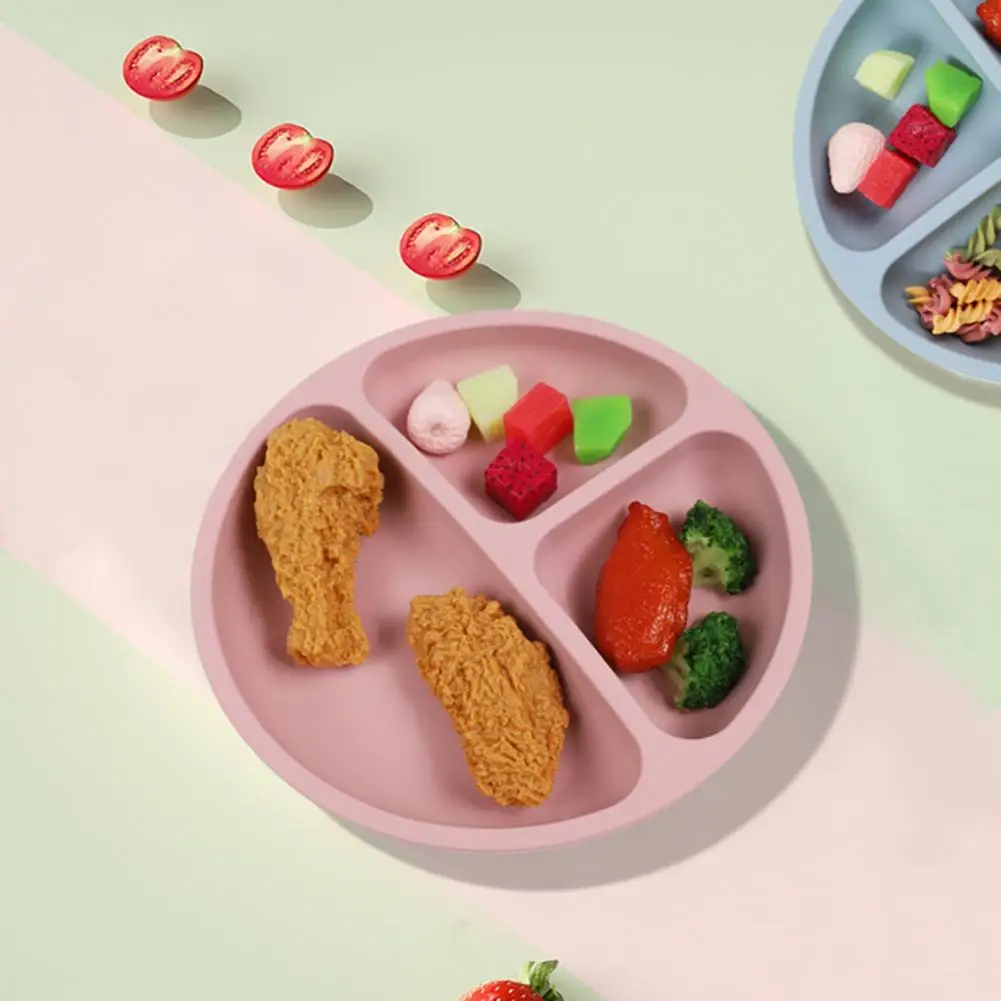 Practical High Temperature Resistance Baby Plate Bite Resistant 3 Grids Infant Plate Baby Feeding Supplies Tableware