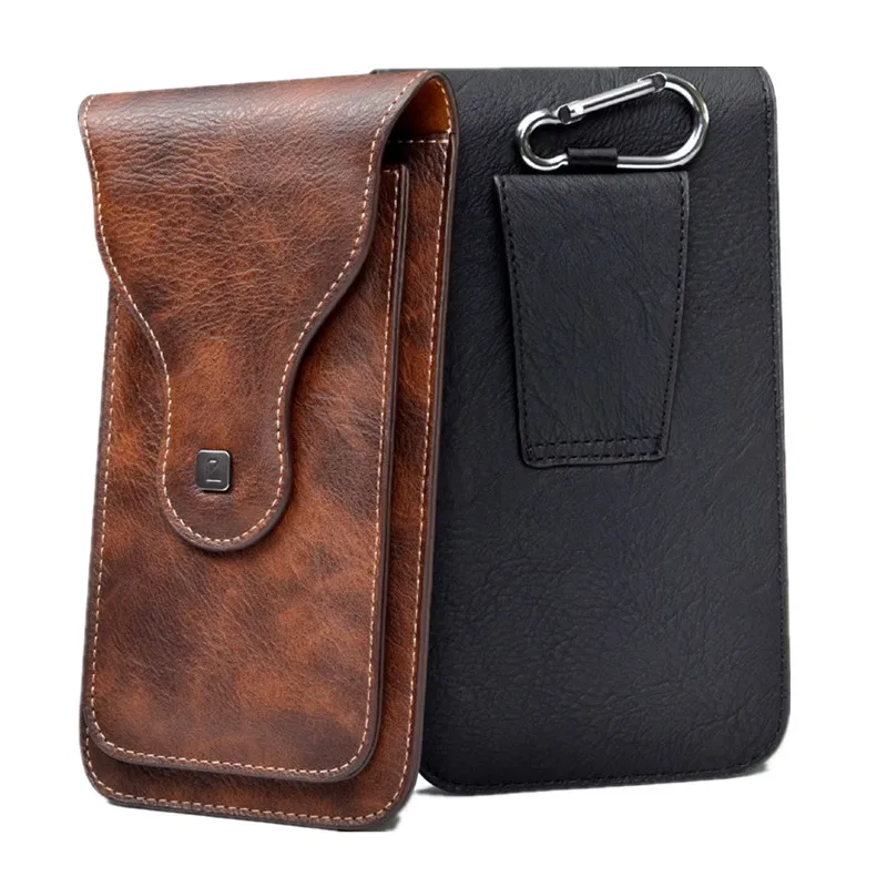 Leather Waist Bag Cellphone Loop Holster Mens Belt Bag Phone Pouch Wallet Phone Case For iPhone Xiaomi Samsung Huawei General