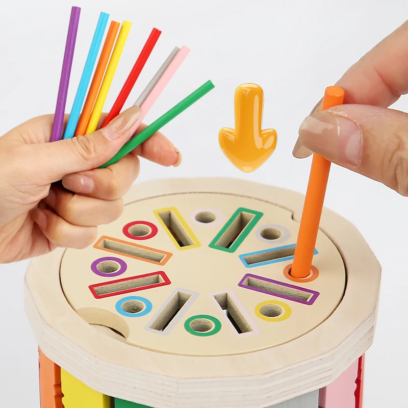 Montessori Houten Kleursorteerspeelgoed Vorm Matching Fijne Motoriek Speelgoed Zintuiglijk Spel Vroeg Educatief Puzzelspeelgoed voor peuters