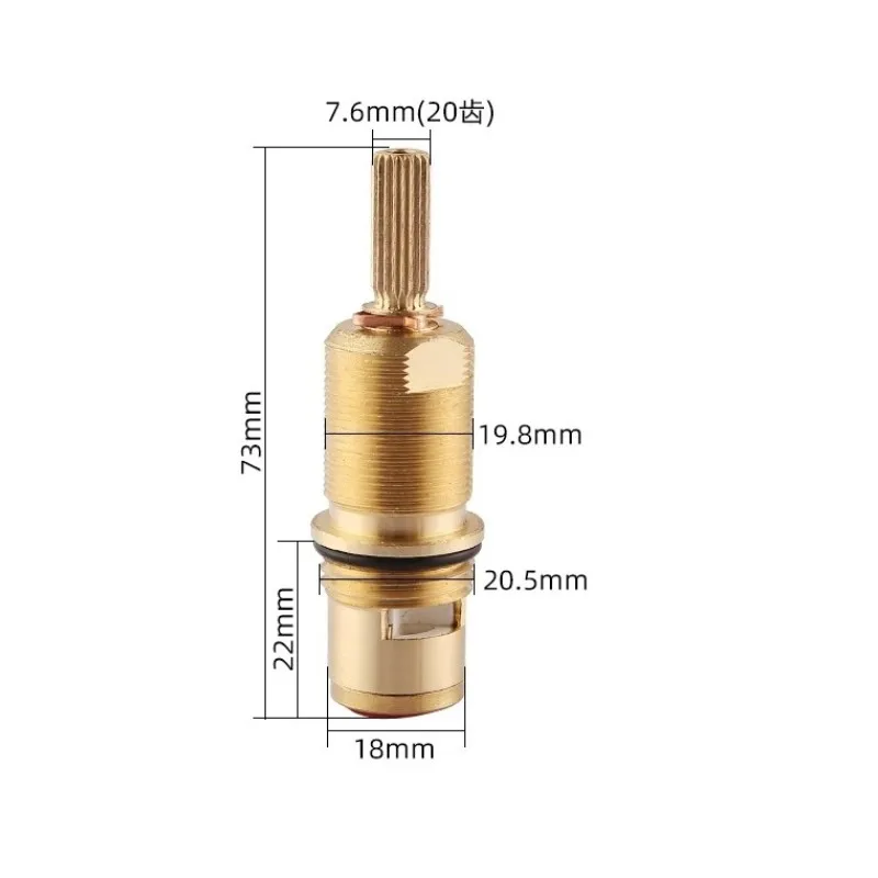 1/4 Turn Brass 73mm Faucet Cartridge  Cold and Hot Water Valve Core Brass Switch Accessories