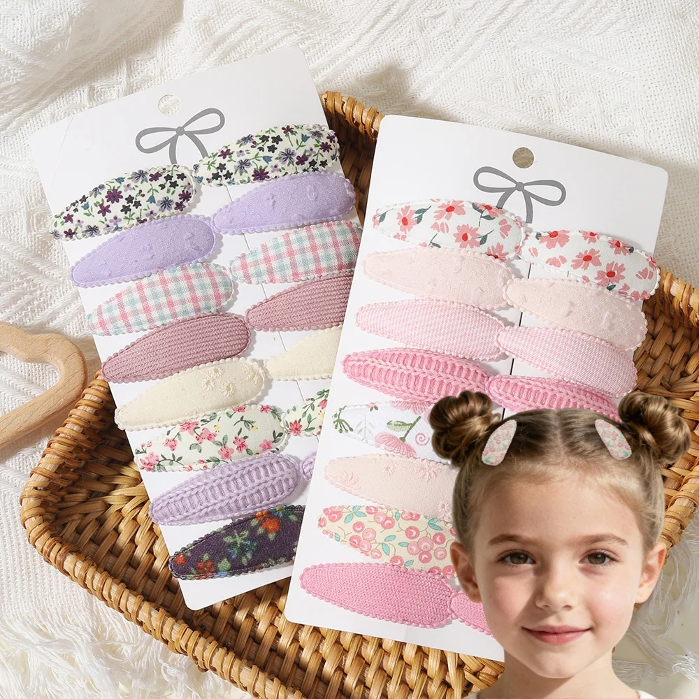 10/16/20PCS Girl Hair Clips Baby BB Clips Floral Candy Color Cotton Hairpin Barrettes 2026 New Style Secure Kid Hair Accessories