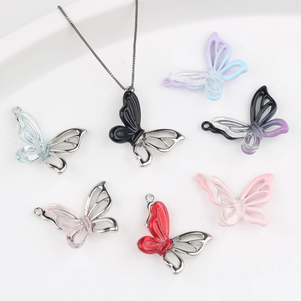 

6pcs Simple Hollow Butterfly Charms Pendant Jewelry Making Accessories Handmade DIY Bracelet Earrings Necklace Ornament Craft