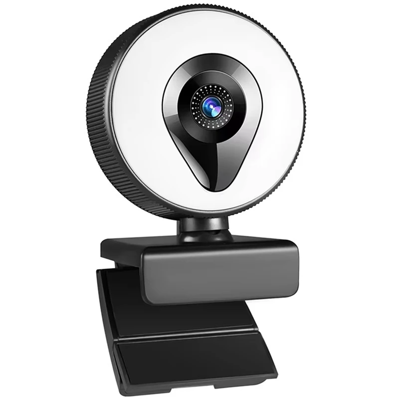 HD Webcam Live Stream Web Camera Full HD 1080P LED Fill Light 30FPS Webcam with Mics Autofocus USB Computer PC Camera